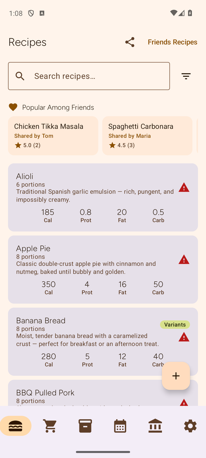 Recipe list